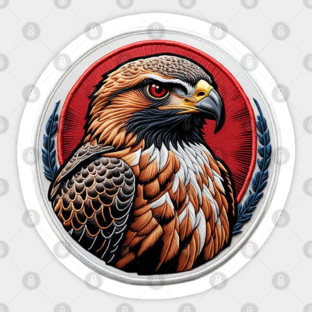 Red Tail Hawk Embroidered Patch Sticker by Xie